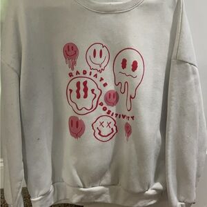 White Graphic Sweatshirt with Red Design